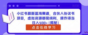 小红书最新蓝海赛道，合伙人协议书项目，虚拟资源都是纯利，操作得当日入500+【揭秘】-副业吧
