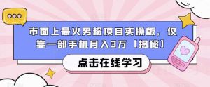 市面上最火男粉项目实操版，仅靠一部手机月入3万【揭秘】-副业吧