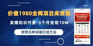 价值1980的全网项目库变现-卖爆知识付费-3个月变现10W是怎么做到的-附多种引流创业粉方法【揭秘】-副业吧