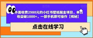 外面收费2980元的小红书壁纸掘金项目，单日收益破1000+，一部手机即可操作【揭秘】-副业吧