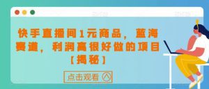 快手直播间1元商品，蓝海赛道，利润高很好做的项目【揭秘】-副业吧
