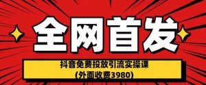 全网首发：抖音免费投放引流实操课(外面收费3980)【揭秘】-副业吧