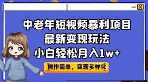 中老年短视频暴利项目最新变现玩法，小白轻松月入1w+【揭秘】-副业吧