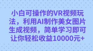 （7452期）小白可操作的VR视频玩法，利用AI制作美女图片生成视频，你轻松收益10000+-副业吧