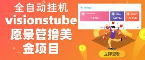 外面收费几千上万的visionstube愿景管撸美金项目，单日收益30-50美金+工作室可批量多开搞-副业吧