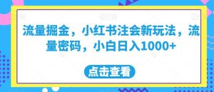 流量掘金，小红书注会新玩法，流量密码，小白日入1000+【揭秘】-副业吧