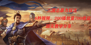 （7541期）三国志暴力玩法，6秒视频，200播放量700收益，顶尖教学分享-副业吧
