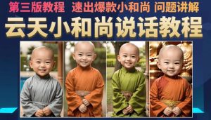 云天小和尚会说话，7天万粉（第3版教程），无需魔法，快速出爆款小和尚图片教程-副业吧