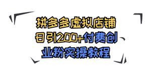 （7571期）拼多多虚拟店铺日引200+付费创业粉实操教程-副业吧