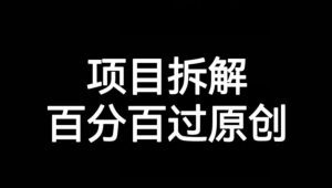 项目拆解赛道百分百过原创【揭秘】-副业吧