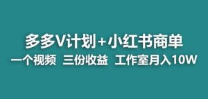 【蓝海项目】多多v计划+小红书商单一个视频三份收益工作室月入10w-副业吧
