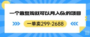 一单卖299-2688，一个靠复购就可以月入6k的暴利项目【揭秘】-副业吧