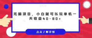 无脑项目，小白就可以玩单机一天收益40-80+【揭秘】-副业吧