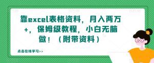 靠excel表格资料，月入两万+，保姆级教程，小白无脑做！（附带资料）【揭秘】-副业吧