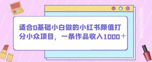 适合0基础小白做的小红书颜值打分小众项目，一条作品收入1000＋【揭秘】-副业吧