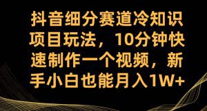 抖音细分赛道冷知识项目玩法，10分钟快速制作一个视频，新手小白也能月入1W+【揭秘】-副业吧
