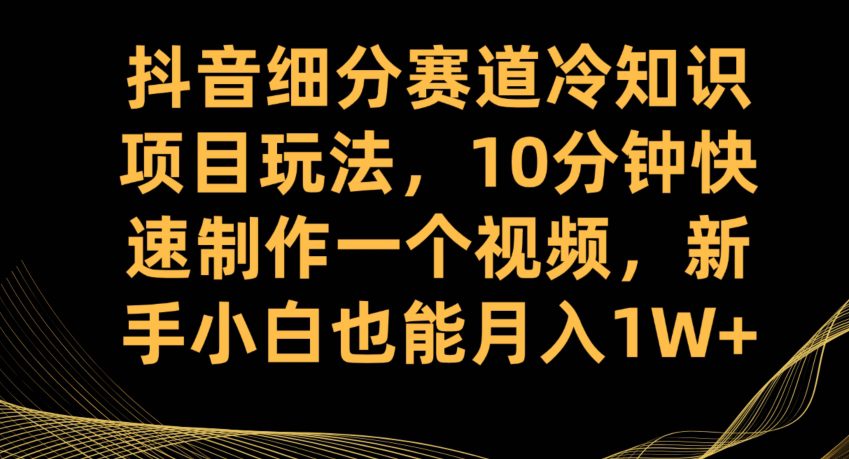 抖音细分赛道冷知识项目玩法，10分钟快速制作一个视频，新手小白也能月入1W+【揭秘】-副业吧