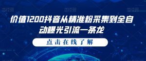 价值1200抖音从精准粉采集到全自动曝光引流一条龙【揭秘】-副业吧