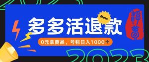 【高端精品】外面收费2980的拼夕夕撸货教程,0元拿商品,号称日入1000+【仅揭秘】-副业吧
