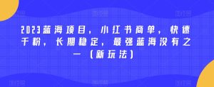2023蓝海项目,小红书商单,快速千粉,长期稳定,最强蓝海没有之一(新玩法)-副业吧