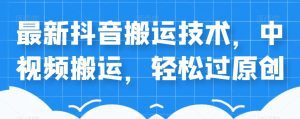外卖598元的最新抖音搬运技术,中视频搬运,轻松过原创-副业吧