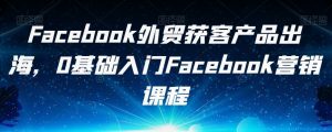 Facebook外贸获客产品出海，0基础入门Facebook营销课程-副业吧
