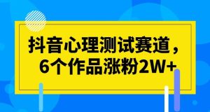 抖音心理测试赛道,6个作品涨粉2W+【揭秘】-副业吧