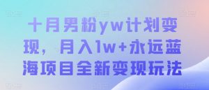 十月男粉yw计划变现，月入1w+永远蓝海项目全新变现玩法【揭秘】-副业吧