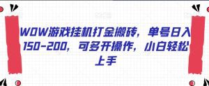 WOW游戏挂机打金搬砖,单号日入150-200,可多开操作,小白轻松上手【揭秘】-副业吧