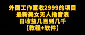 外面工作室收2999的项目最新美女无人撸音浪日收益几百到几千【教程+软件】（仅揭秘）-副业吧