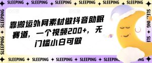 靠搬运外网素材做抖音助眠赛道，一个视频200+，无门槛小白可做【揭秘】-副业吧
