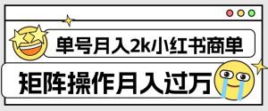 外面收费1980的小红书商单保姆级教程，单号月入2k，矩阵操作轻松月入过万-副业吧