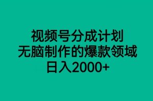 视频号分成计划，无脑制作的爆款领域，日入2000+-副业吧