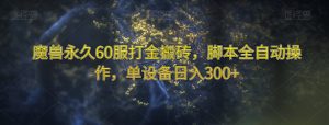 魔兽永久60服打金搬砖，脚本全自动操作，单设备日入300+【揭秘】-副业吧