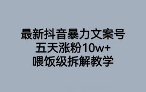 最新抖音暴力文案号,五天涨粉10w+,喂饭级拆解教学-副业吧