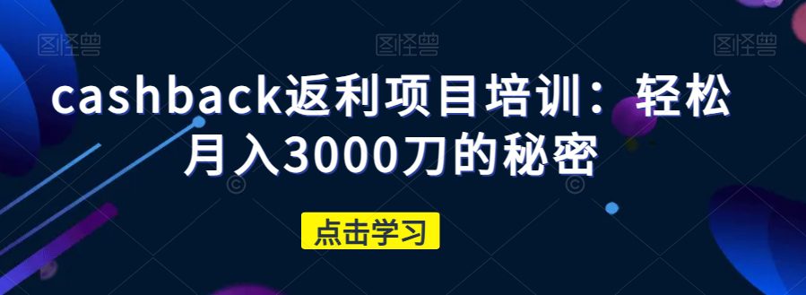 cashback返利项目培训：轻松月入3000刀的秘密-副业吧