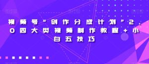 视频号“创作分成计划”2.0四大类视频制作教程+小白五技巧【揭秘】-副业吧