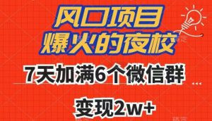 全网首发，爆火的夜校，7天加满6个微信群，变现2w+【揭秘】-副业吧