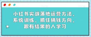 小红书实战落地运营方法，系统训练，抓住搞钱方向，跟有结果的人学习-副业吧