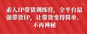 素人IP带货训练营，全平台最强带货IP，让带货变得简单、不再神秘-副业吧