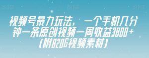 视频号暴力玩法，一个手机几分钟一条原创视频一周收益3800+（附820G视频素材）-副业吧