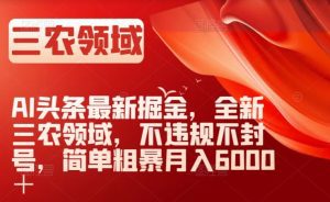 AI头条最新掘金，全新三农领域，不违规不封号，简单粗暴月入6000＋【揭秘】-副业吧