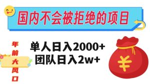 在国内不怕被拒绝的项目，单人日入2000，团队日入20000+【揭秘】-副业吧