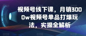 视频号线下课,月销3000w视频号单品打爆玩法,实操全解析-副业吧