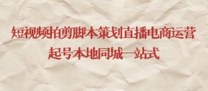 短视频拍剪脚本策划直播电商运营起号本地同城一站式-副业吧