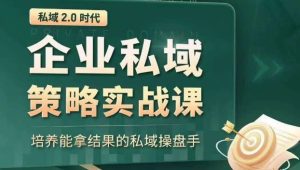 私域2.0时代:企业私域策略实战课,培养能拿结果的私域操盘手-副业吧