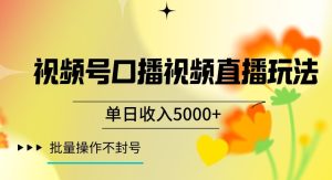 视频号囗播视频直播玩法，单日收入5000+，批量操作不封号【揭秘】-副业吧