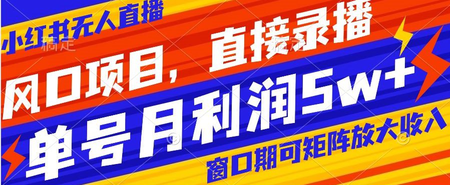 风口项目，小红书无人直播带货，直接录播，可矩阵，月入5w+【揭秘】-副业吧