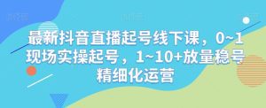 最新抖音直播起号线下课，0~1现场实操起号，1~10+放量稳号精细化运营-副业吧