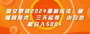 图文带货2024最新玩法，破播放技术，三天起号，小白也能日入500+【揭秘】-副业吧